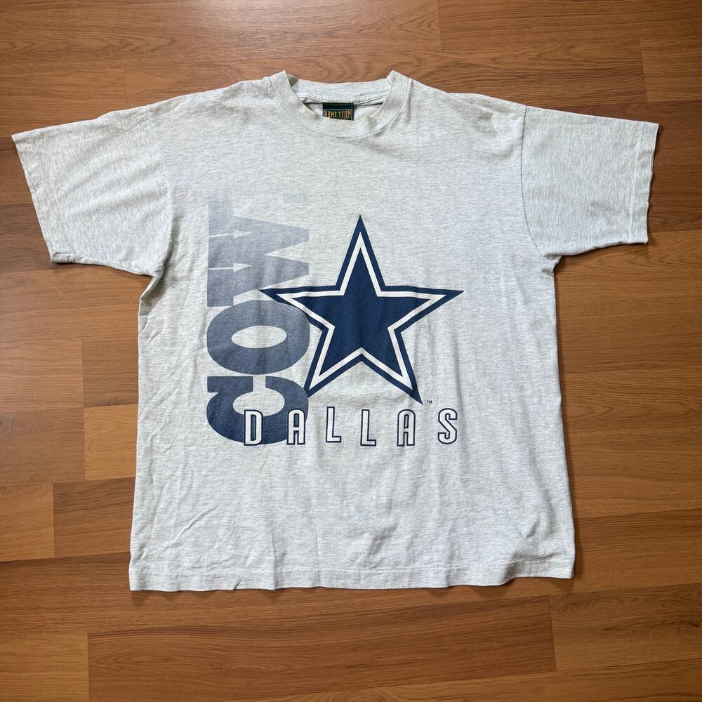 Men's Vintage 90's Dallas Cowboys Gray Double Sided Football Tee Shirt Sz Large